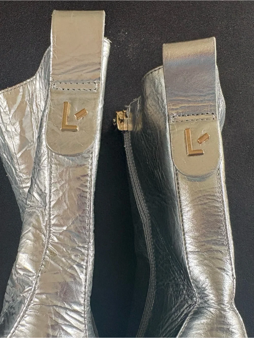 Larroude Silver Metallic Women's Ankle Boots